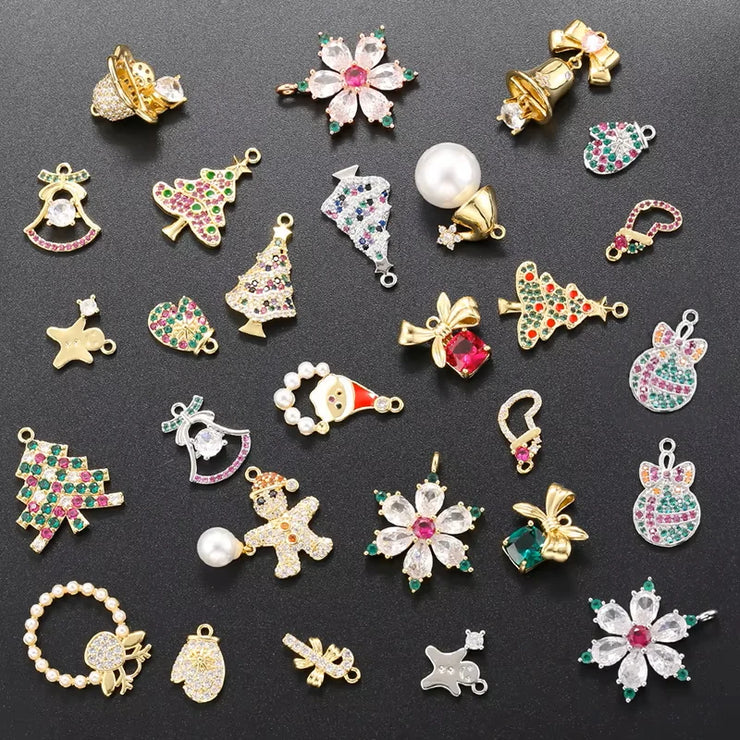 ZHUKOU christmas charms for jewelry making Lovely Christmas Tree series pendants DIY Handmade Jewelry Making accessories VD1383