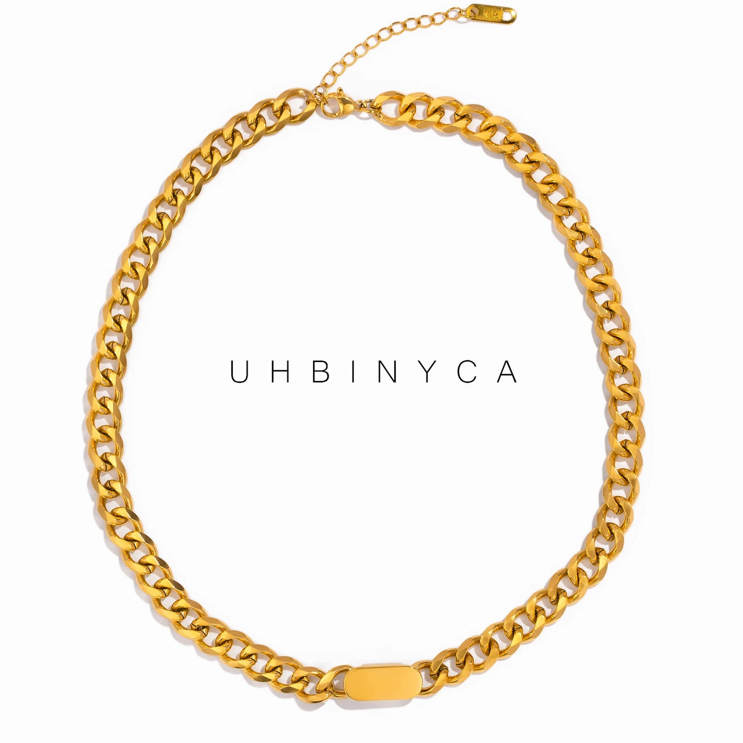 Exaggerated Stainless Steel Cuban Chain Choker Necklace for Women In Hip-hop Style