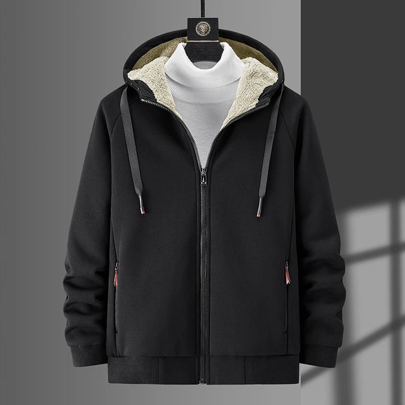Sudaderas con capucha para hombre, sudaderas de invierno de lana gruesa, chaquetas con capucha de talla grande, abrigos de lana para hombre, cárdigan de lana de cordero para hombre, sudaderas con capucha