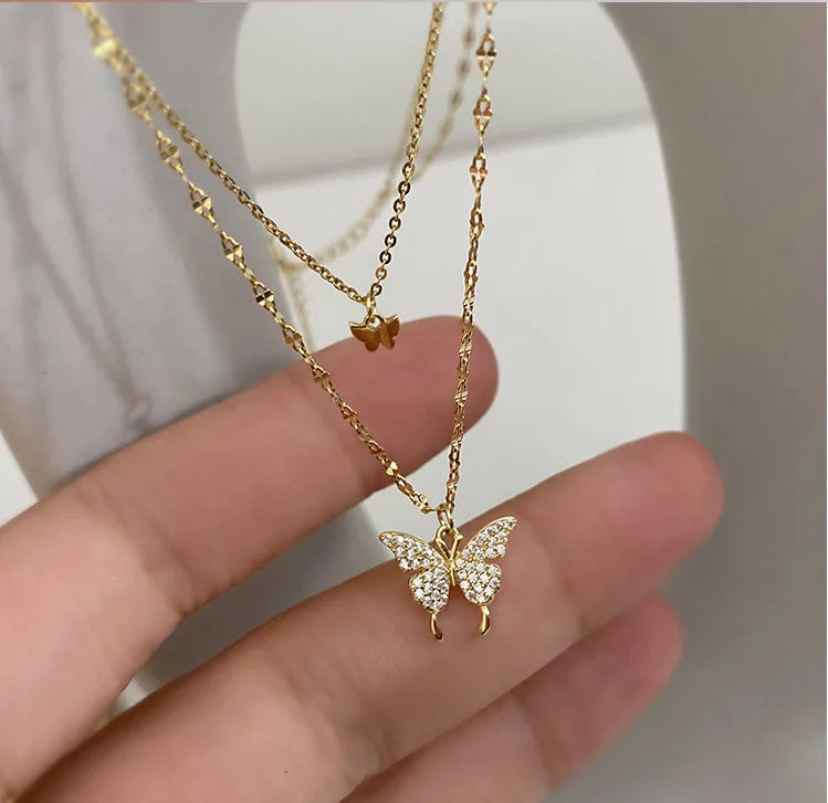 Fashion Tulip Drop Pendant Necklace for Women Luxury Shiny Zircon Accessory Clavicle Chain Necklace Sweet Girl Jewelry Gift 2024
