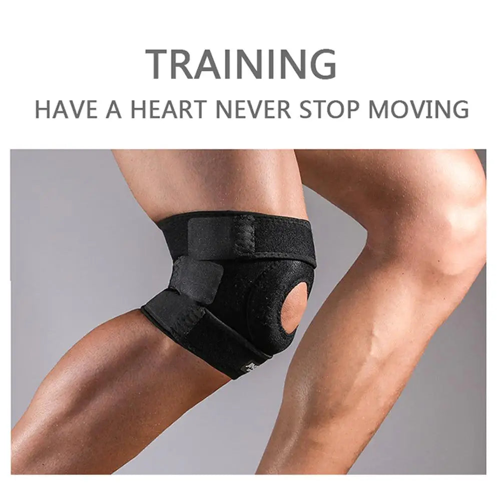 Rodilleras de compresión ajustables de fibra de poliéster negra, transpirables, elásticas, para entrenamiento y deportes, N3D4
