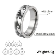 COOLTIME Punk Stainless Steel Wave Rings for Men Landscape Mountain Man Ring Cutout Jewelry Birthday Gift Wedding Trend
