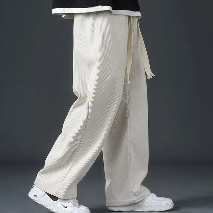 Men's Corduroy Pants Loose-fit Straight-leg Fleece-lined Casual Trousers Autumn Winter Thickened Spring Sports Waist Pants