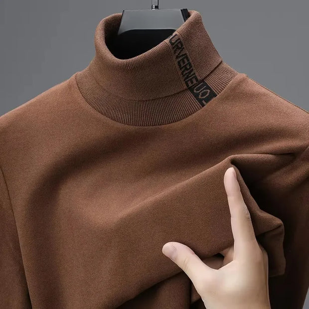 High end brand velvet long sleeve T-shirt men's autumn new trend embroidered warm casual Korean version lapel pullover sweater