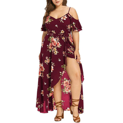 Nuevo vestido informal estampado de moda para mujer, vestido de verano con estampado floral de talla grande, vestido holgado con tirantes para mujer