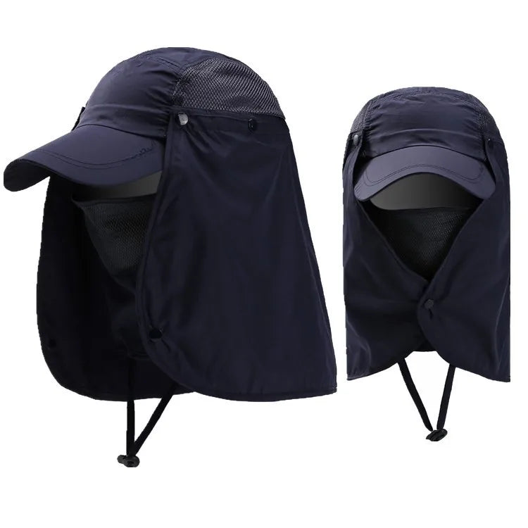 Sombrero transpirable de secado rápido con solapa de cuello desmontable y protección UV para pesca y actividades al aire libre - Unisex