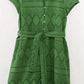 Tangada 2023 Summer Women Green Hollow Embroidery Dress With Slash Short Sleeve Female Vintage Midi Dress 6H410