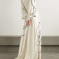 Vestido largo Missuoo con estampado floral blanco para mujer, cuello redondo, mangas largas, cintura alta, plisado, elegante vestido de noche para mujer
