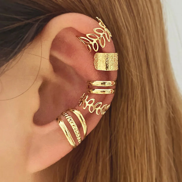 5Pcs/set Ear Clip Set for WOMEN'S Personalized Minimalist C- shaped Ear Bone Clip Set with Ear Accessories without Ear Holes