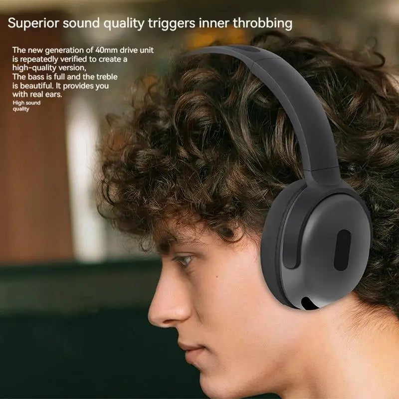 NEWMSNR Hifi Stereo Foldable Wireless Headphones Bluetooth Sports Earphones Noise Cancelling Headphones with Mic Gamer Headsets