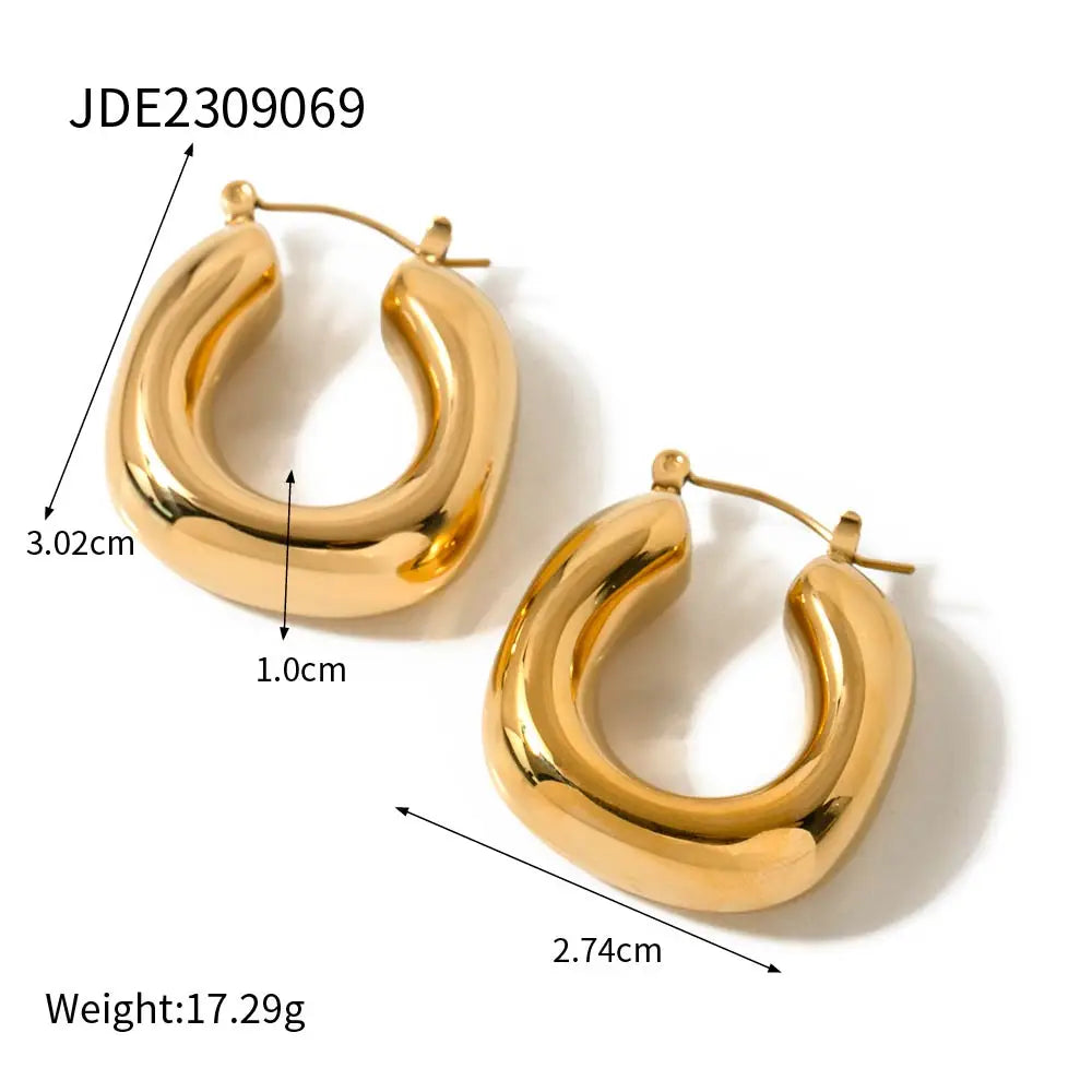 Uworld Minimalist Stainless Steel Hoop Earrings Fashion Metal Waterproof Charm Women Gold Color Jewelry Bijoux