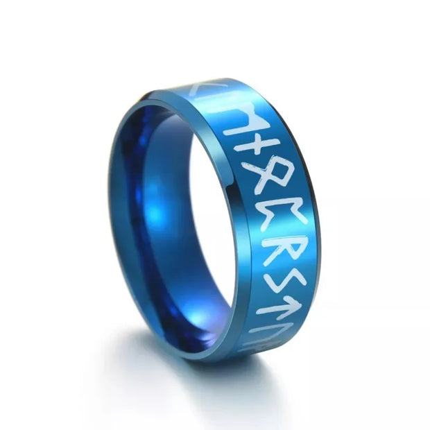 Men Ring Stainless Steel Fashion Style MEN Double Letter Rune Words Odin Norse Amulet RETRO Rings Charm Jewelry Accessoires Gift