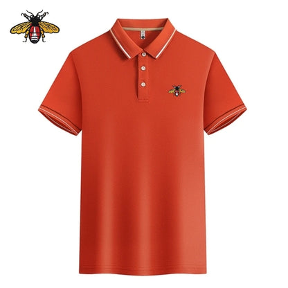 Polo bordado de verano de alta calidad, ropa familiar, moda masculina, informal, transpirable, camiseta de manga corta fresca.