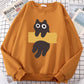 Fun Adhesive Tape Cat Cute Print Cartoons Hoody Men Women Hip Hop Hoodie Autumn New Hoodies O-Neck Loose Clothes Sweatshirts