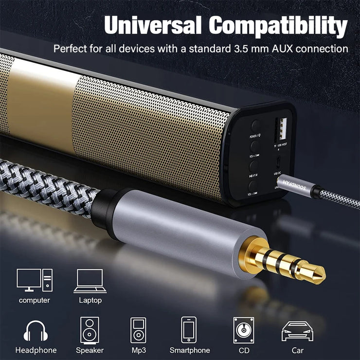 Gold Plated 3.5mm To 3.5 mm TRRS 4 Pole Jack Aux Cable For Car Headphones A Phone HIFI Audio Connector Wire Long 1m 2m 3m 5m 10m