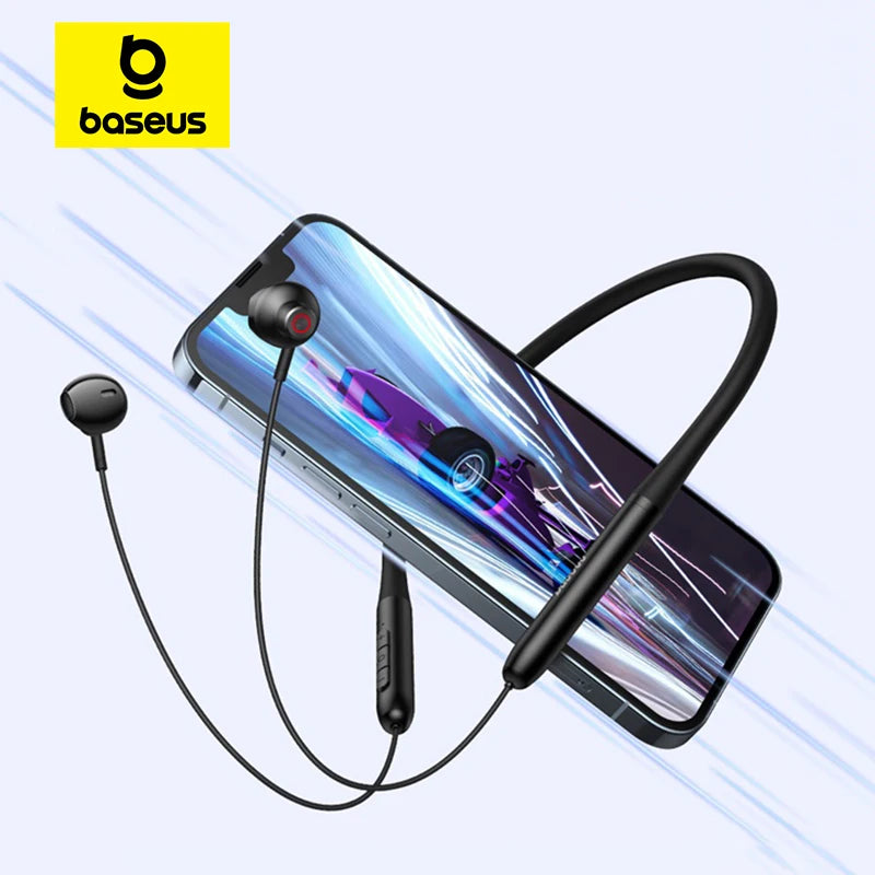 Auriculares inalámbricos Baseus con Bluetooth 5.2 y banda para el cuello, con adsorción magnética, para música, deportes, impermeables.