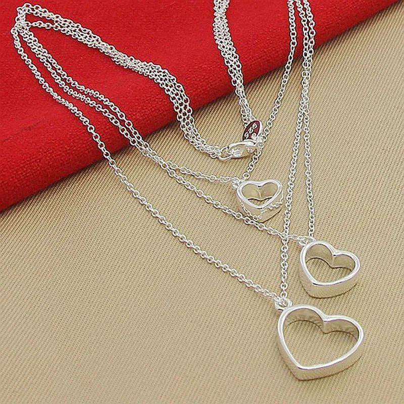 Conjunto de joyería de moda para mujer, de plata de ley 925, ideal como regalo de San Valentín, collar, pulsera y pendientes para novia o boda.