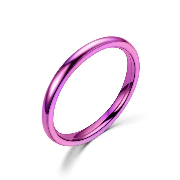 2MM Thin Titanium Steel Silver color Couple Ring Smooth Simple Fashion Rose Gold Color Finger Ring For Women and Men mens gifts
