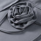 3D Flower Belts Blazer Coat Women Elegant Notched Double Breasted Long Sleeve Shoulder Pad Office Jacket Chic Gray Street Tops