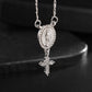 Colgante clásico católico de la Virgen María de Guadalupe con cruz de circonitas, collar de oración para mujer