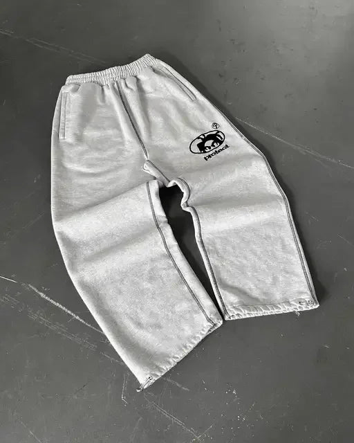 Streetwear Sweatpants Y2K Pants Harajuku Gothic Hip Hop Stripes Embroidery Baggy Casual Pants Womens Elastic Waist Jogging Pants
