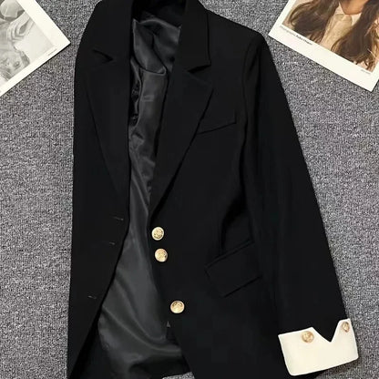 Korean Women's Blazer Jackets Single Breasted Loose Abrigos Office Ladies Classic Suit Coats Spring Fall Fashion New Chaquetas