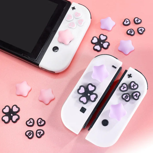 Ensemble de capuchons de boutons croisés en silicone pour manettes de jeu Nintendo Switch/OLED, autocollants ABXY pour boutons de touches