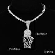 D&Z Basketball Pendant  With 13mm Rhinestones Miami Cuban Chain HipHop Iced Out Bling Necklaces Fashion Jewelry For Man Gift