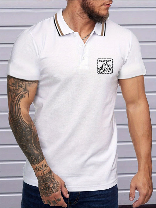 Cool Short Sleeve Polo Shirt with Graphic print Men's Casual Fashion 2024 Golf Wear Men Short -sleeved Striped Stamps Polo
