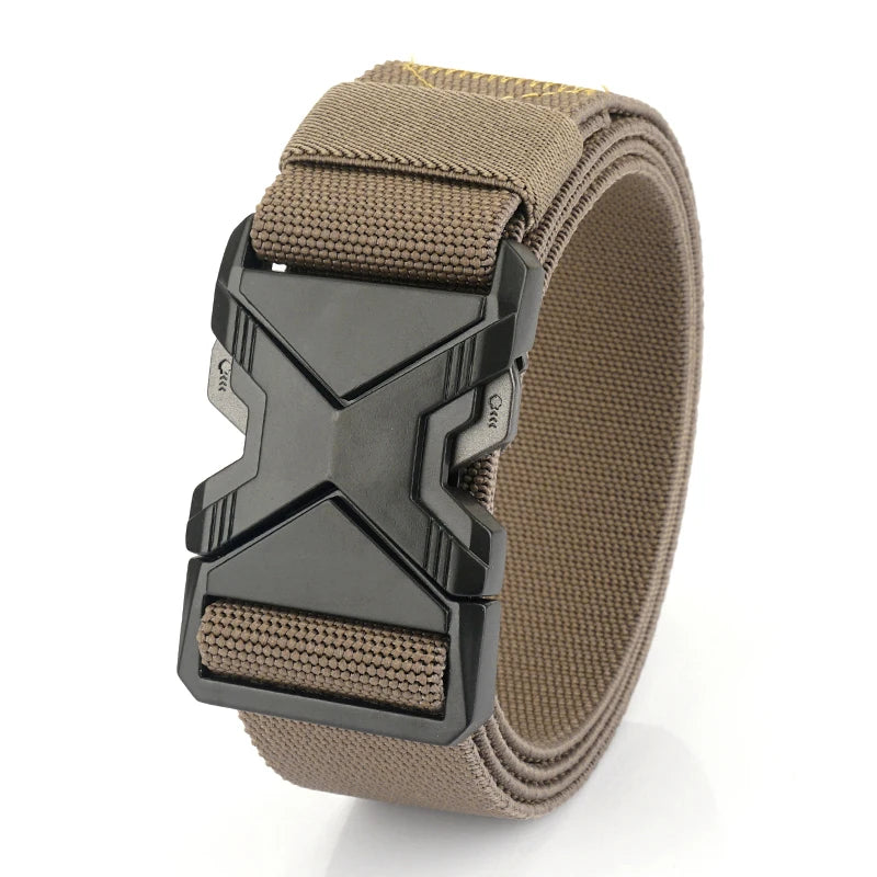 HSSEE New 105cm to 125cm Elastic Belt for Men Metal Buckle Quick Release Military Tactical Belt Soft Nylon Casual Belt Male