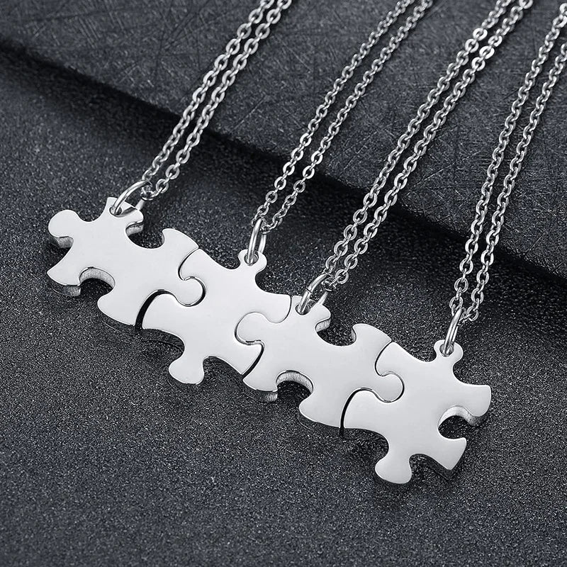 Collar de rompecabezas personalizado, colgante de amistad personalizado, 2/3/4/5 piezas, mejores amigas, mejor amiga, mejor amiga, regalo de dama de honor de acero inoxidable