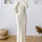 Elegant Slim Ribbed Knitted Dress Women Casual Long Sleeve Elastic Sweater Vestidos Autumn Winter Fashion Clothes Female Jumper