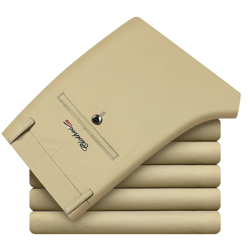 6 Color Casual Shorts Men 2023 Summer New Straight Elastic Business Fashion Thin Short Pants Male Brand Khaki Beige Black Navy