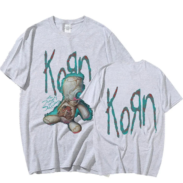 Korn Issues Rock Band Music Album T Shirt Men's Vintage Metal Gothic Oversized T-shirt Streetwear Summer Short Sleeve T Shirts