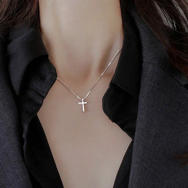 Simple Cross Pendants Necklaces Women Silver Color Chain Choker Necklace Female Bohemian Metal Jewelry Bijoux Collares