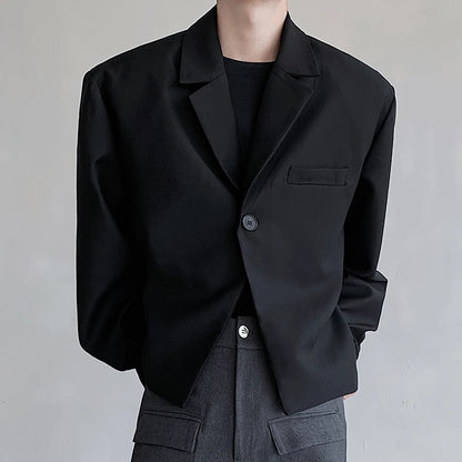 IEFB Men's Short Suit Jacket Loose Shoulder Pad Single Button Design 2024 New Fashion Casual Versatile Blazer Korean 9C5888