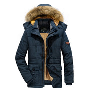 2024 Parka Outdoor Men's Winter Jacket Plus Velvet Thick Warm Multi Pocket Jackets Solid Parkas Male Coat Large Size Clothing