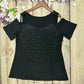 2024 new hot drill off-shoulder large size short sleeve T-shirt women's top
