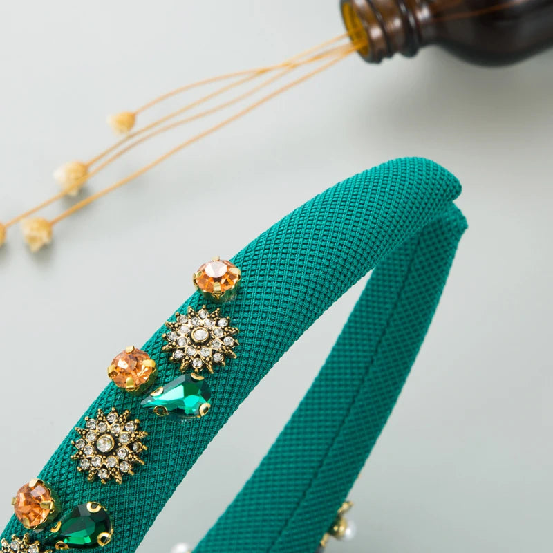 Fashionable Baroque Style Pearl Fabric Flower Hair Band Light Luxury and High Grade Fashion Show Headwear
