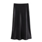 TRAFZA Women Fashion Skirts New Solid Satin Silk Texture Tight Skirt Woman Beach Style Chic And Elegant Women's Mermaid Skirt