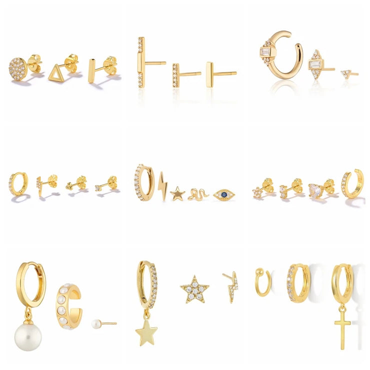 ROXI Ear Jewelry Set Moon Star Lightning Suit Earrings for Women Fashion Jewelrys Hoop Earring Piercing Pendientes Casual