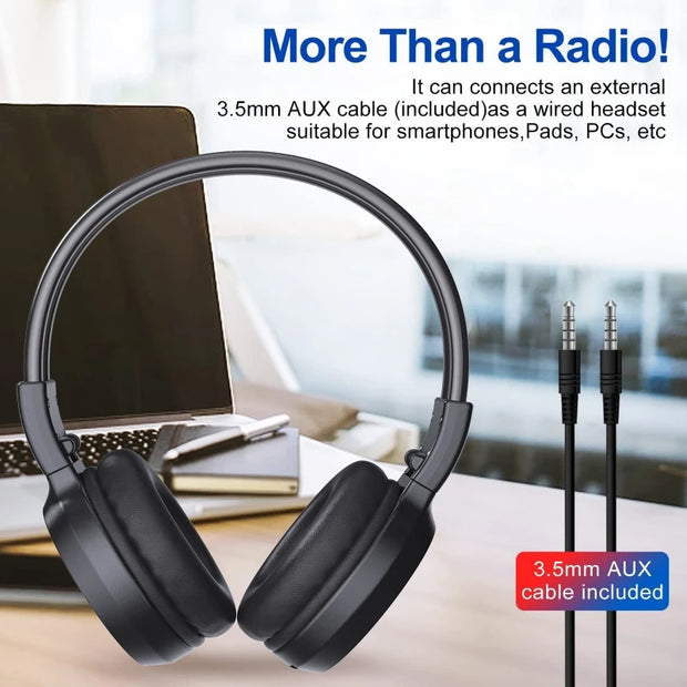 Portable FM Radio Rechargeable Headphone Ear Muffs Foldable Design LCD Display FM Radio Headset Scalable Design