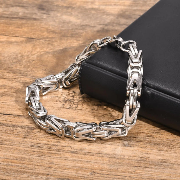 Chunky Byzantine Chain Bracelets For Men Boys,v-shape Stainless Steel Chain Link Wristband,vintage Jewelry Accessories Men Gifts