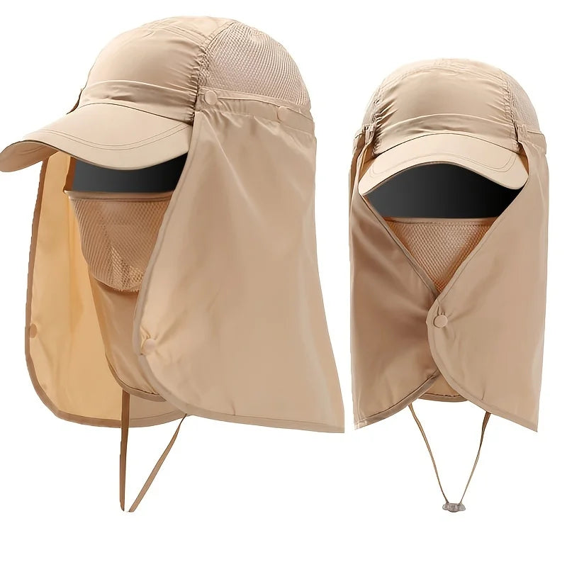 Sombrero transpirable de secado rápido con solapa de cuello desmontable y protección UV para pesca y actividades al aire libre - Unisex