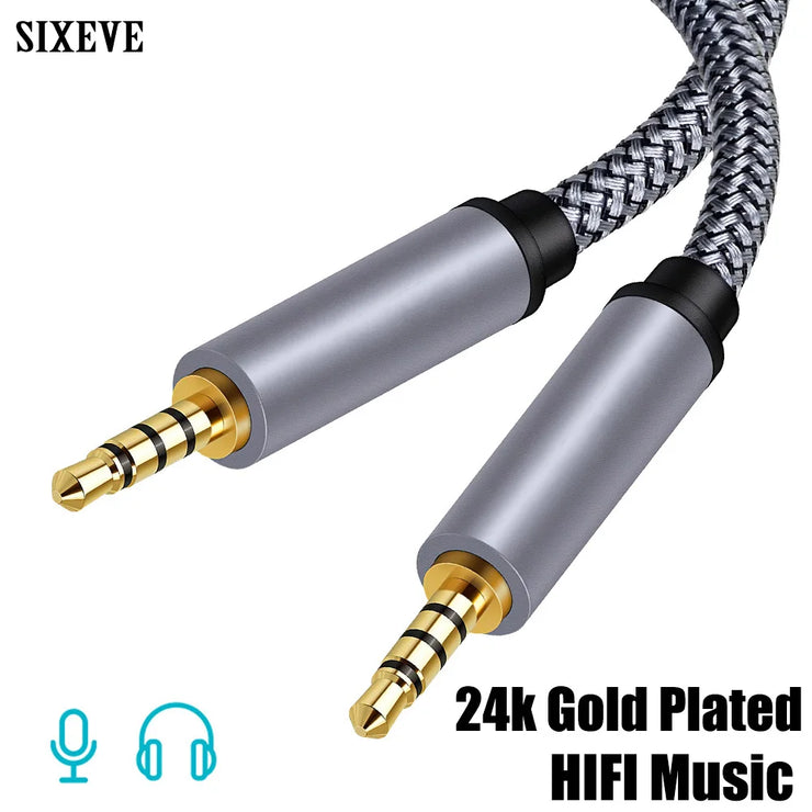 Gold Plated 3.5mm To 3.5 mm TRRS 4 Pole Jack Aux Cable For Car Headphones A Phone HIFI Audio Connector Wire Long 1m 2m 3m 5m 10m