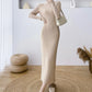 Elegant Slim Ribbed Knitted Dress Women Casual Long Sleeve Elastic Sweater Vestidos Autumn Winter Fashion Clothes Female Jumper