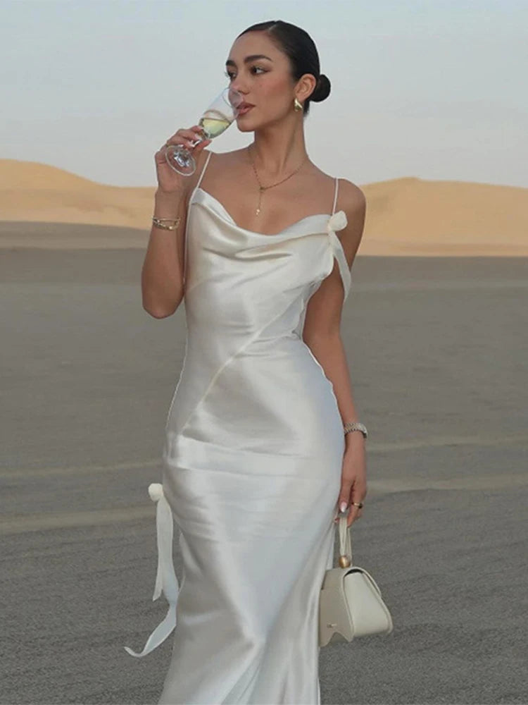 Vestido de fiesta de sirena sexy para mujer, con espalda descubierta, ajustado a la cadera, con dobladillo con volantes, vestidos de noche para mujer, primavera 2025, túnicas para dama
