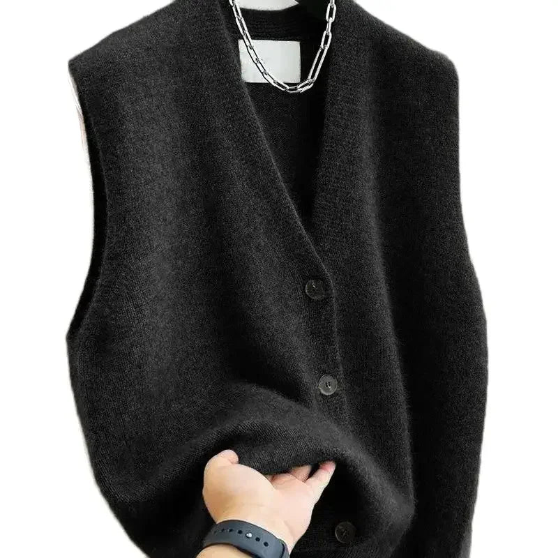 Suéter versátil con cuello en V para mujer, chaleco, moda femenina, cárdigan de punto sin mangas, suéteres, chalecos, top, novedad de 2025