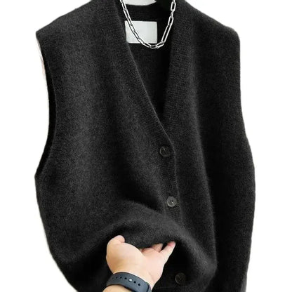 Suéter versátil con cuello en V para mujer, chaleco, moda femenina, cárdigan de punto sin mangas, suéteres, chalecos, top, novedad de 2025