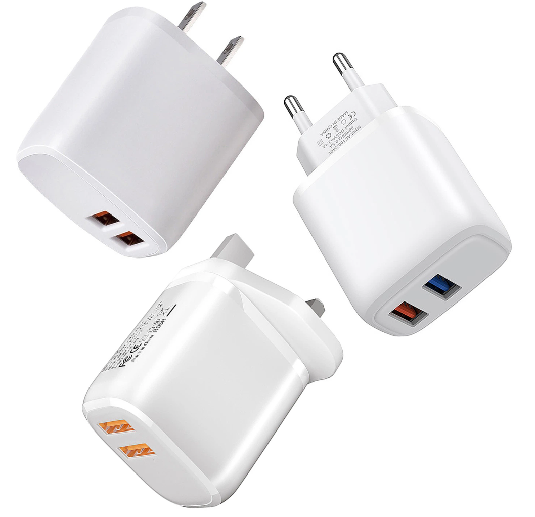 Chargeur rapide double USB-A QC3.0 20 W pour téléphone portable, compatible avec Samsung et iPhone. Chargeur rapide USB 20 W QC3.0, accessoires pour téléphones portables en gros.
